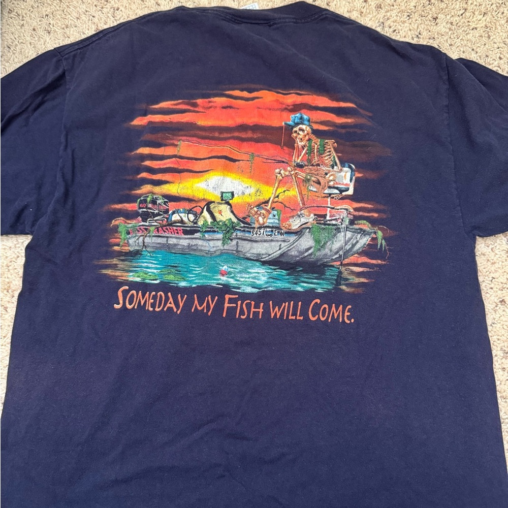 Vintage 90s fishing t shirt 100% cotton